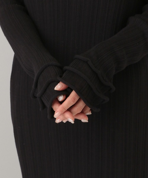 A part by（アパートバイ）の「フリルデテイールニットワンピース（ワンピース・レディース・ブラック/アイボリー・FREE）」の16枚目の写真