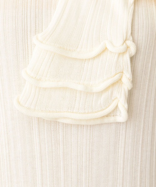 A part by（アパートバイ）の「フリルデテイールニットワンピース（ワンピース・レディース・ブラック/アイボリー・FREE）」の12枚目の写真