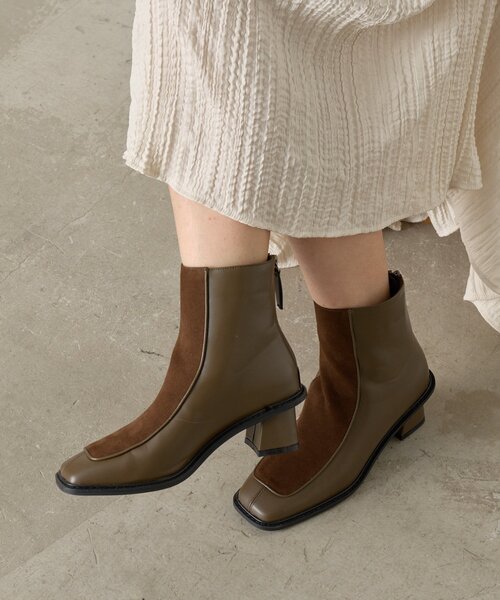 Jena espace merveilleux（ジェナ　エスパスメルヴェイユ）の「スエード切替配色ブーツ（ブーツ・レディース・ベージュ/ブラウン・MEDIUM/LARGE）」の9枚目の写真