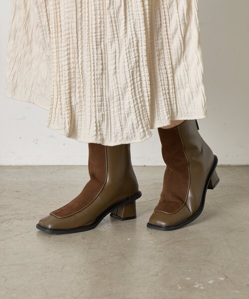 Jena espace merveilleux（ジェナ　エスパスメルヴェイユ）の「スエード切替配色ブーツ（ブーツ・レディース・ベージュ/ブラウン・MEDIUM/LARGE）」の11枚目の写真