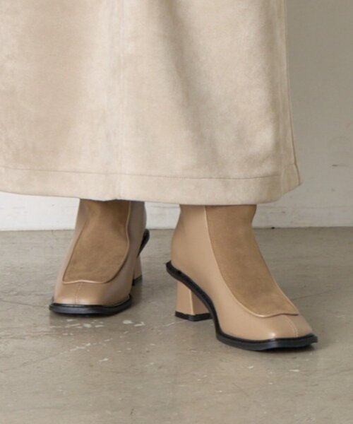 Jena espace merveilleux（ジェナ　エスパスメルヴェイユ）の「スエード切替配色ブーツ（ブーツ・レディース・ベージュ/ブラウン・MEDIUM/LARGE）」の3枚目の写真