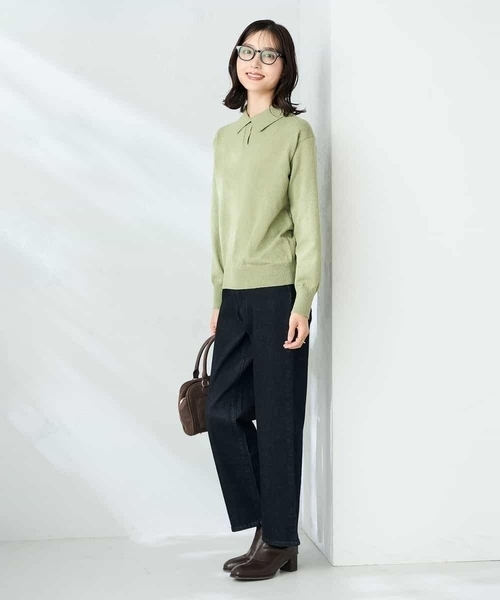 a.v.v(アーヴェヴェ)の「襟付きスキッパーニット(ニット/セーター・レディース・ミント/ブラウン・38)」の7枚目の写真
