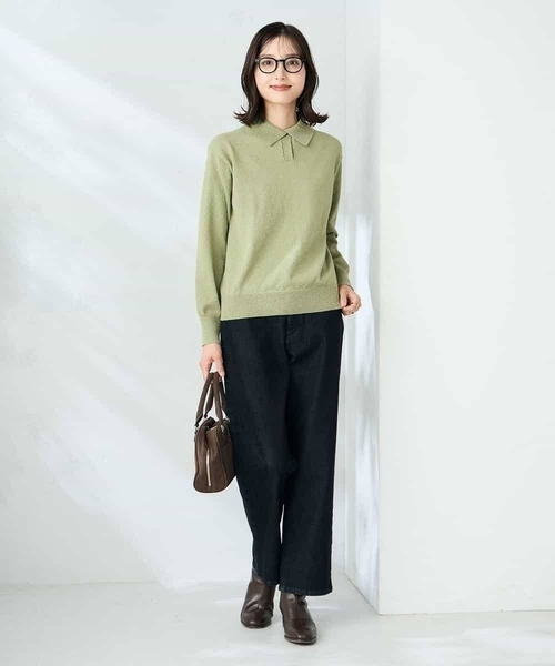 a.v.v(アーヴェヴェ)の「襟付きスキッパーニット(ニット/セーター・レディース・ミント/ブラウン・38)」の8枚目の写真
