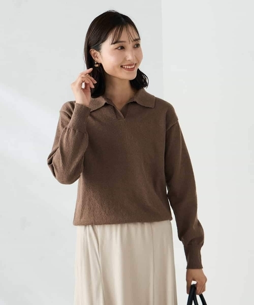 a.v.v(アーヴェヴェ)の「襟付きスキッパーニット(ニット/セーター・レディース・ミント/ブラウン・38)」の14枚目の写真