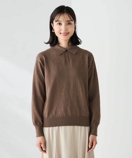 a.v.v(アーヴェヴェ)の「襟付きスキッパーニット(ニット/セーター・レディース・ミント/ブラウン・38)」の19枚目の写真