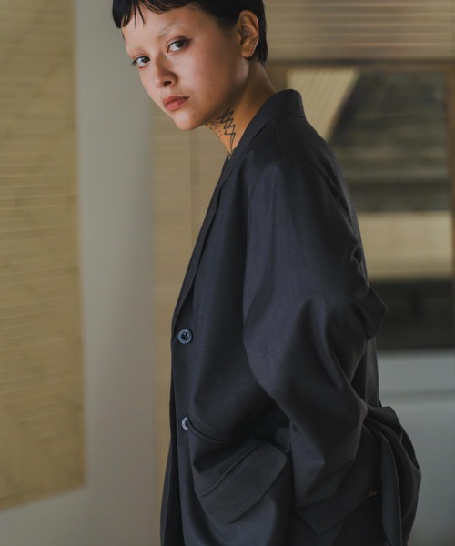 lit(リット)の「Curve Pocket Tailored Jacket(テーラードジャケット・レディース・ブラック/ダークグレー・FREE)」の7枚目の写真