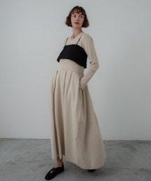 tuck A line knit one-piece