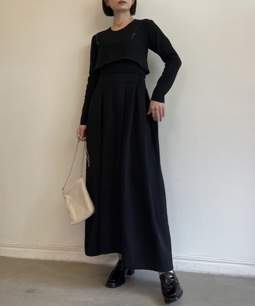 MAISON ELLIE(メゾンエリー)の「tuck A line knit one-piece(ワンピース・レディース・ベージュ/ブラック/グレー・FREE)」の18枚目の写真