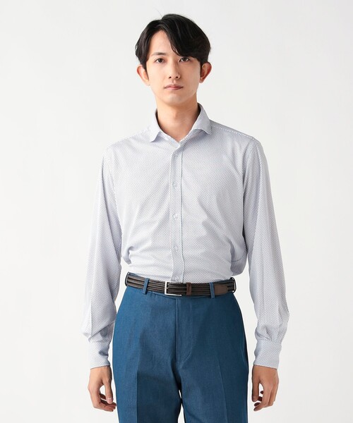 BEAMS HEART(ビームスハート)の「【5/21値下げ】カノコ プリント カッタウェイカラー シャツ【速乾性・ストレッチ】(シャツ/ブラウス・メンズ・ホワイト/ネイビー・X-LARGE/MEDIUM/SMALL/LARGE)」の1枚目の写真