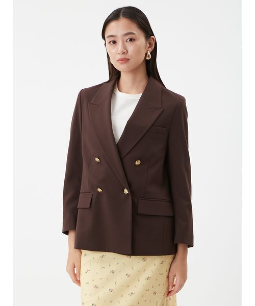 Mila Owen（ミラオーウェン）の「金釦ダブルブレストブレザー（テーラードジャケット・レディース・ブラウン/ダークネイビー/アイボリー・F）」の5枚目の写真