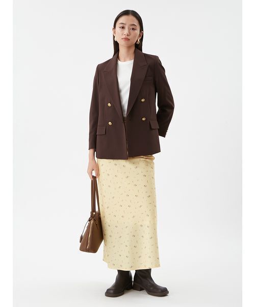 Mila Owen（ミラオーウェン）の「金釦ダブルブレストブレザー（テーラードジャケット・レディース・ブラウン/ダークネイビー/アイボリー・F）」の14枚目の写真
