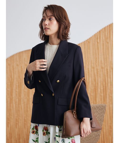 Mila Owen（ミラオーウェン）の「金釦ダブルブレストブレザー（テーラードジャケット・レディース・ブラウン/ダークネイビー/アイボリー・F）」の15枚目の写真