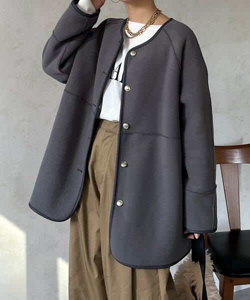 DouDou（ドゥドゥ）の「リバーシブルボアコート（その他アウター