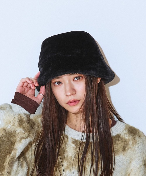 JEANASIS（ジーナシス）の「エコファーHAT/607529（ハット・レディース・ブラウン/ブラック/ライトベージュ・FREE）」の2枚目の写真