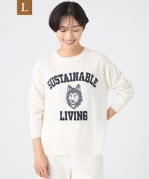 【L】【SANYO Style EDITION掲載】【ウォッシャブル】ウルフカレッジロゴニットプルオーバー
