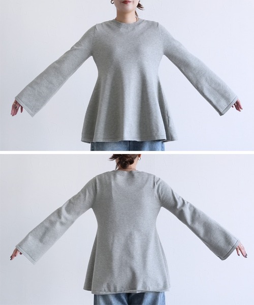 reca(レカ)の「フレアスリーブペプラムニット(ニット/セーター・レディース・グレー/ブラック/レッド・FREE)」の16枚目の写真