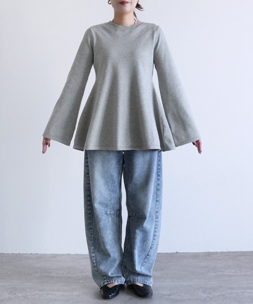 reca(レカ)の「フレアスリーブペプラムニット(ニット/セーター・レディース・グレー/ブラック/レッド・FREE)」の13枚目の写真