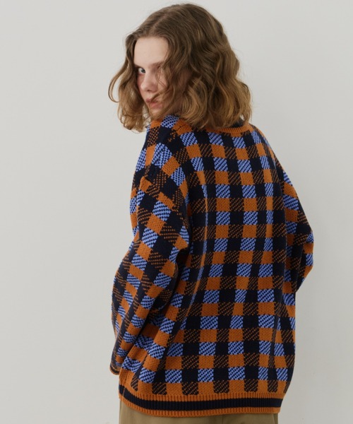 Unitage（ユニテージ）の「チェックニットカーディガン（カーディガン/ボレロ・レディース・ダークグリーン/ピンク/オレンジ・FREE）」の19枚目の写真