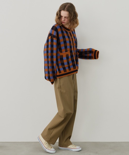 Unitage（ユニテージ）の「チェックニットカーディガン（カーディガン/ボレロ・レディース・ダークグリーン/ピンク/オレンジ・FREE）」の21枚目の写真