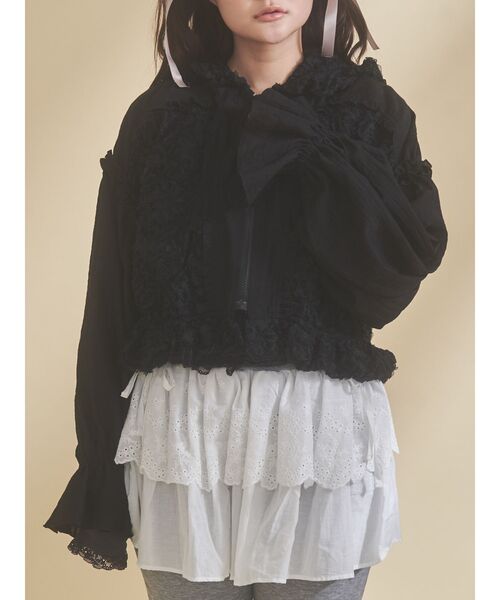 merry jenny（メリージェニー）の「レースフードブルゾン（ブルゾン・レディース・ブラック/オフホワイト/アイボリー・FREE）」の3枚目の写真