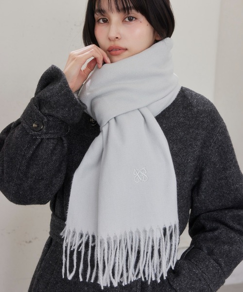 VIS（ビス）の「なめらかタッチ刺繍入りストール（ストール/ショール・レディース・ライトグレー/ベージュ/ピンク系その他2/ブラック/オフホワイト・FREE）」の2枚目の写真