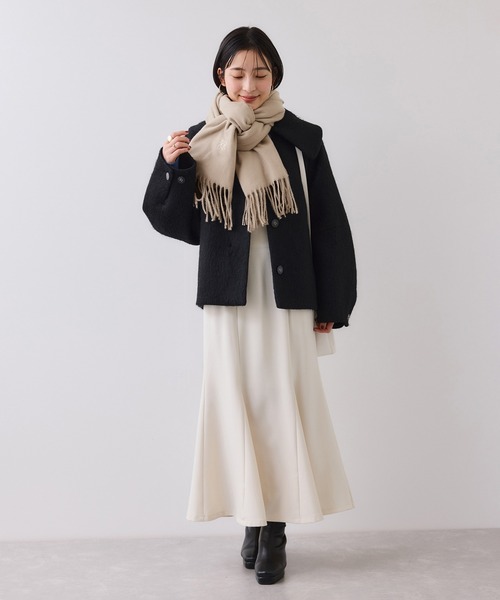 VIS（ビス）の「なめらかタッチ刺繍入りストール（ストール/ショール・レディース・ライトグレー/ベージュ/ピンク系その他2/ブラック/オフホワイト・FREE）」の14枚目の写真