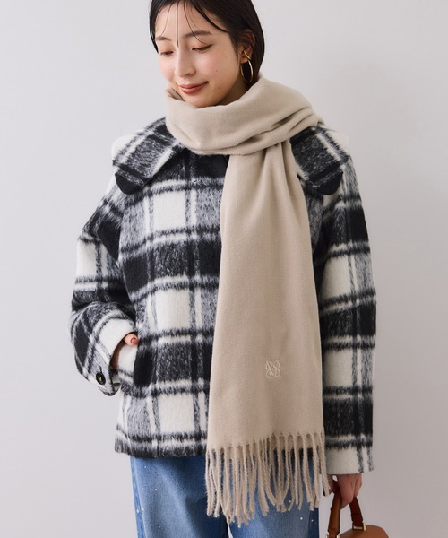 VIS（ビス）の「なめらかタッチ刺繍入りストール（ストール/ショール・レディース・ライトグレー/ベージュ/ピンク系その他2/ブラック/オフホワイト・FREE）」の16枚目の写真