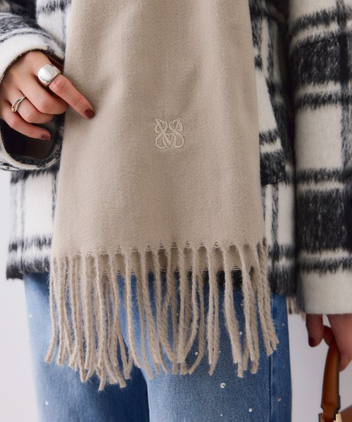 VIS（ビス）の「なめらかタッチ刺繍入りストール（ストール/ショール・レディース・ライトグレー/ベージュ/ピンク系その他2/ブラック/オフホワイト・FREE）」の17枚目の写真