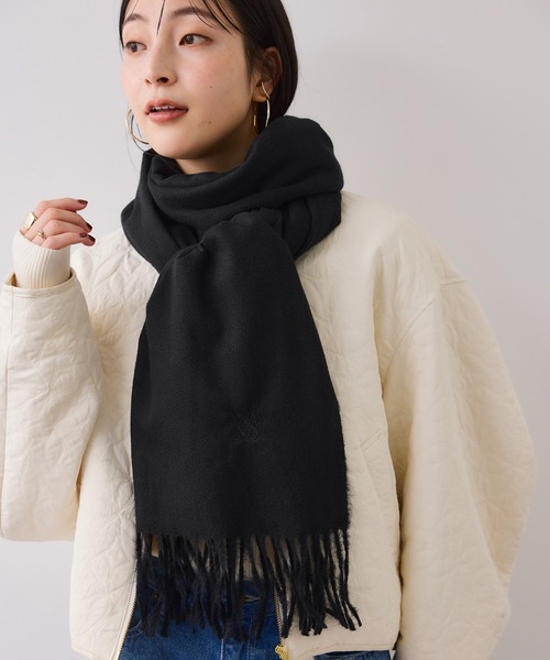 VIS（ビス）の「なめらかタッチ刺繍入りストール（ストール/ショール・レディース・ライトグレー/ベージュ/ピンク系その他2/ブラック/オフホワイト・FREE）」の18枚目の写真