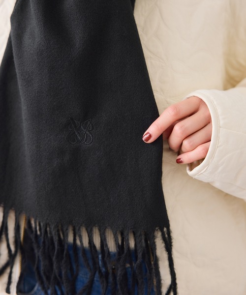 VIS（ビス）の「なめらかタッチ刺繍入りストール（ストール/ショール・レディース・ライトグレー/ベージュ/ピンク系その他2/ブラック/オフホワイト・FREE）」の19枚目の写真