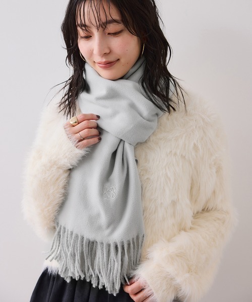 VIS（ビス）の「なめらかタッチ刺繍入りストール（ストール/ショール・レディース・ライトグレー/ベージュ/ピンク系その他2/ブラック/オフホワイト・FREE）」の20枚目の写真