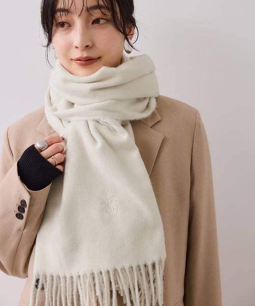 VIS（ビス）の「なめらかタッチ刺繍入りストール（ストール/ショール・レディース・ライトグレー/ベージュ/ピンク系その他2/ブラック/オフホワイト・FREE）」の21枚目の写真