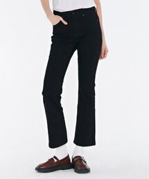 レディース ブラックヒドンバンディングブーツカットデニムパンツ-CAZG2351B03