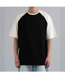 オーバーフィットラグラン半袖Tシャツブラック