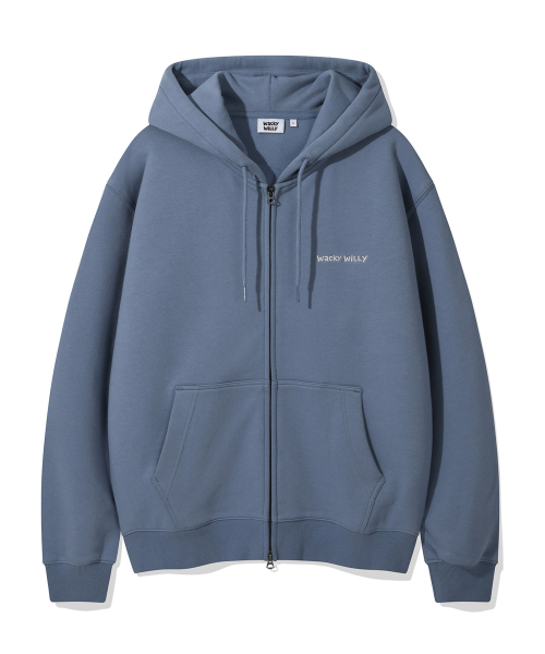 ベーシックワキタイポロゴフードジップアップブルー（パーカー
