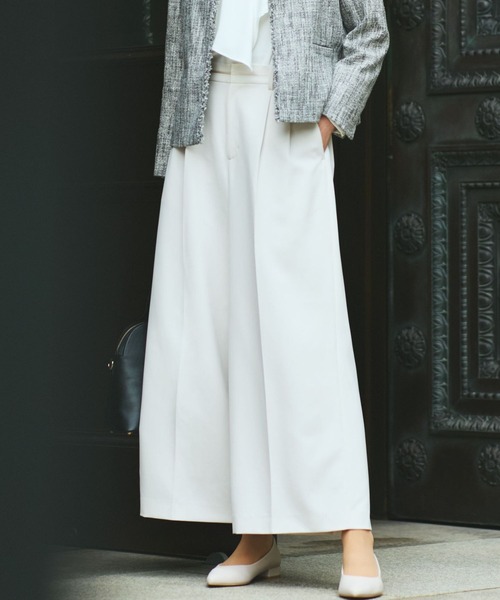 Elura（エルーラ）の「≪入卒/セレモニー/通勤≫ダブルクロスワイドパンツ/603850（スラックス・レディース・ブラック/アイボリー/ネイビー・LARGE/MEDIUM）」の2枚目の写真