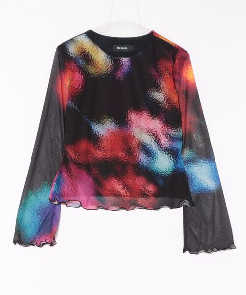 Desigual(デシグアル)の「CHRISTIAN LACROIX カラースポットプリント フレアスリーブトップス(Tシャツ/カットソー・レディース・ブラック・S/M/L/XL)」の5枚目の写真