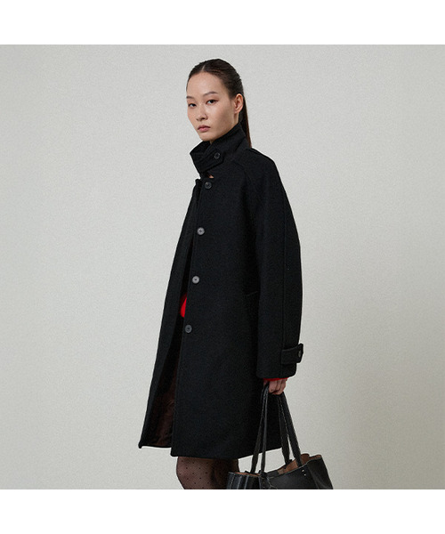 W) エルルイウールカシハーフコートブラック