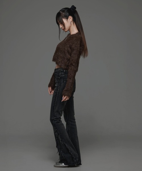 .KOM(ドットコム)の「『.KOM/ドットケーオーエム』クロップニット【GC】(ニット/セーター・レディース・グレー/ブラック/ブラウン/ホワイト・FREE)」の6枚目の写真
