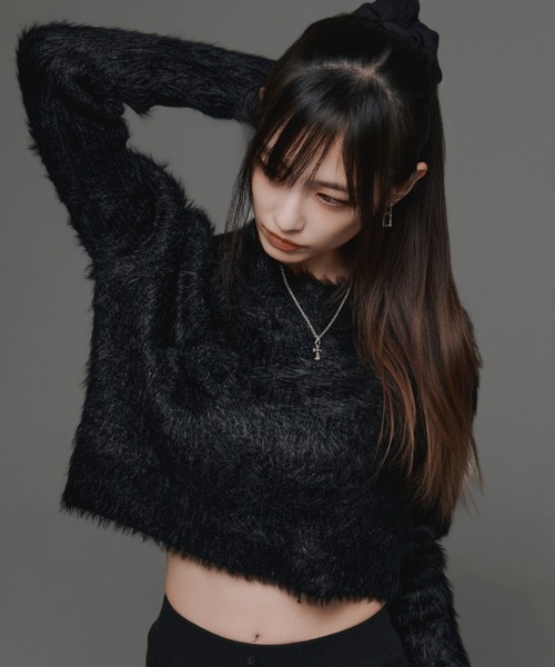 .KOM(ドットコム)の「『.KOM/ドットケーオーエム』クロップニット【GC】(ニット/セーター・レディース・グレー/ブラック/ブラウン/ホワイト・FREE)」の20枚目の写真