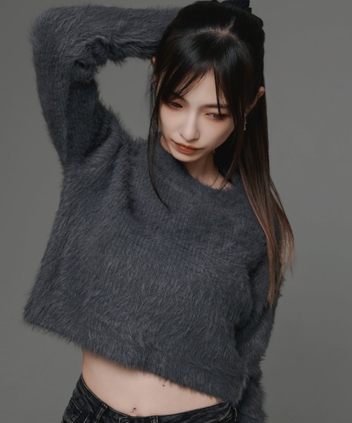 .KOM(ドットコム)の「『.KOM/ドットケーオーエム』クロップニット【GC】(ニット/セーター・レディース・グレー/ブラック/ブラウン/ホワイト・FREE)」の18枚目の写真