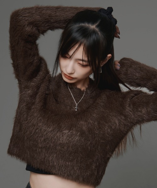 .KOM(ドットコム)の「『.KOM/ドットケーオーエム』クロップニット【GC】(ニット/セーター・レディース・グレー/ブラック/ブラウン/ホワイト・FREE)」の17枚目の写真