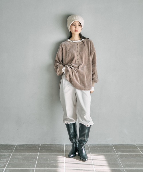 LEPSIM（レプシィム）の「ドッキングヘンリープルオーバー　625499（Tシャツ/カットソー・レディース・グレー/グレイッシュベージュ/ブラック・FREE）」の18枚目の写真