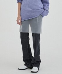 MOONSUN（ムーンサン）の「UNISEX Signature Pin Tuck Straight Denim Pants [Washed Out Black]（デニムパンツ・メンズ）」