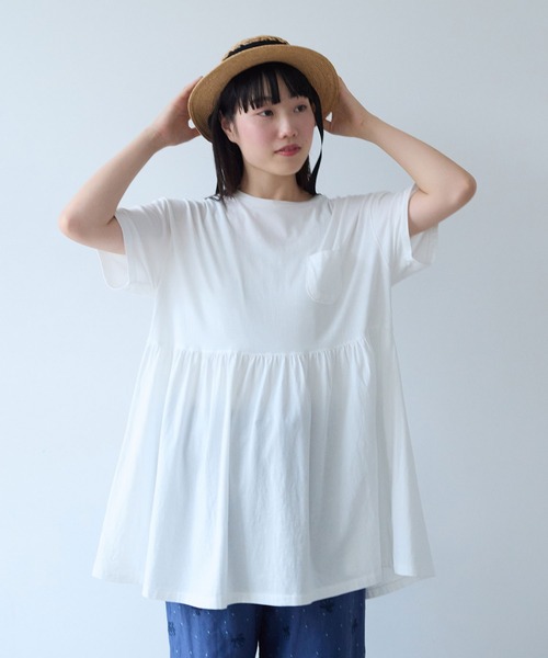 bulle de savon(ビュルデサボン)の「30/-CM 天竺 tunic Tシャツ(Tシャツ/カットソー・レディース・ホワイト・FREE)」の13枚目の写真