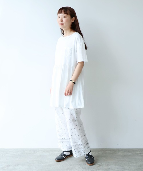 bulle de savon(ビュルデサボン)の「30/-CM 天竺 tunic Tシャツ(Tシャツ/カットソー・レディース・ホワイト・FREE)」の8枚目の写真