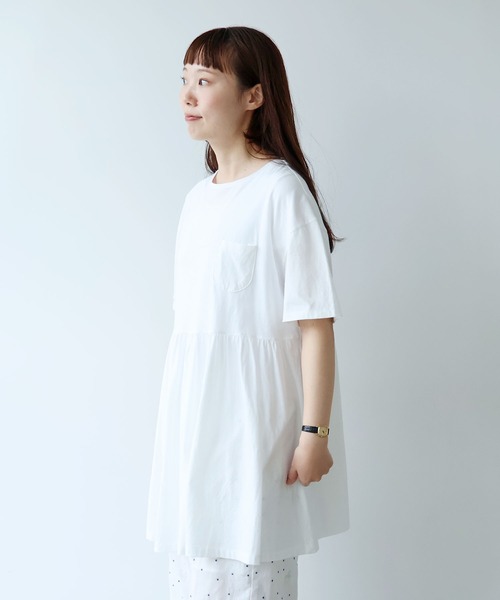 bulle de savon(ビュルデサボン)の「30/-CM 天竺 tunic Tシャツ(Tシャツ/カットソー・レディース・ホワイト・FREE)」の3枚目の写真