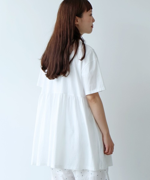 bulle de savon(ビュルデサボン)の「30/-CM 天竺 tunic Tシャツ(Tシャツ/カットソー・レディース・ホワイト・FREE)」の4枚目の写真