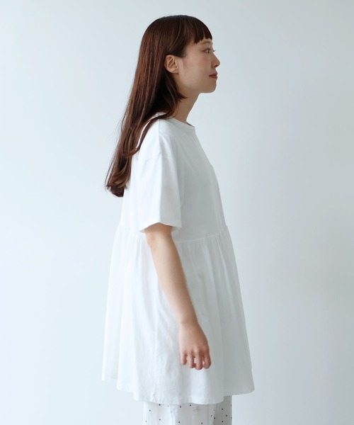 bulle de savon(ビュルデサボン)の「30/-CM 天竺 tunic Tシャツ(Tシャツ/カットソー・レディース・ホワイト・FREE)」の5枚目の写真