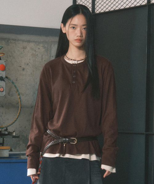 SECONDMONO（セカンドモノローグ）の「ゴルジヘンリーニットロングスリーブ[BROWN]_SETS044BROWN（Tシャツ/カットソー・レディース・その他・SMALL/MEDIUM/LARGE）」の4枚目の写真